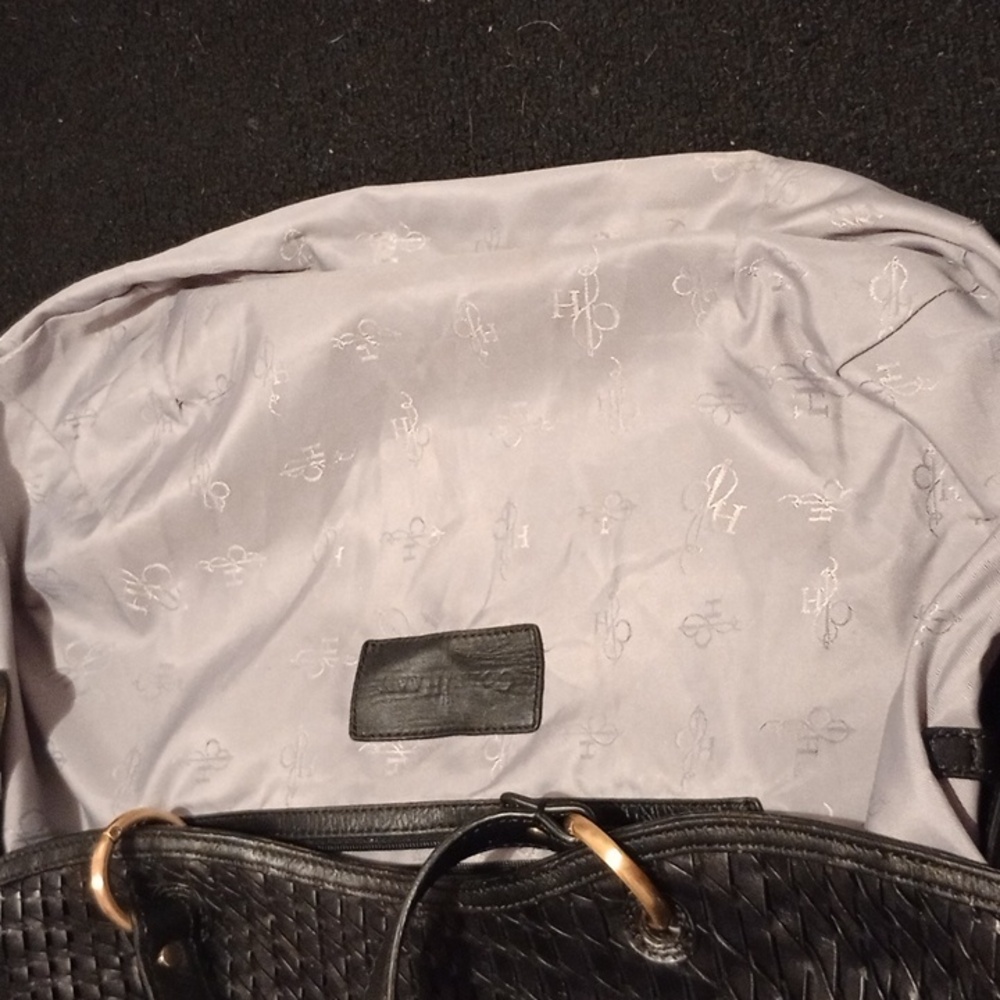 Cole Haan Black Open Weaved Leather Tote - Picture 3 of 9